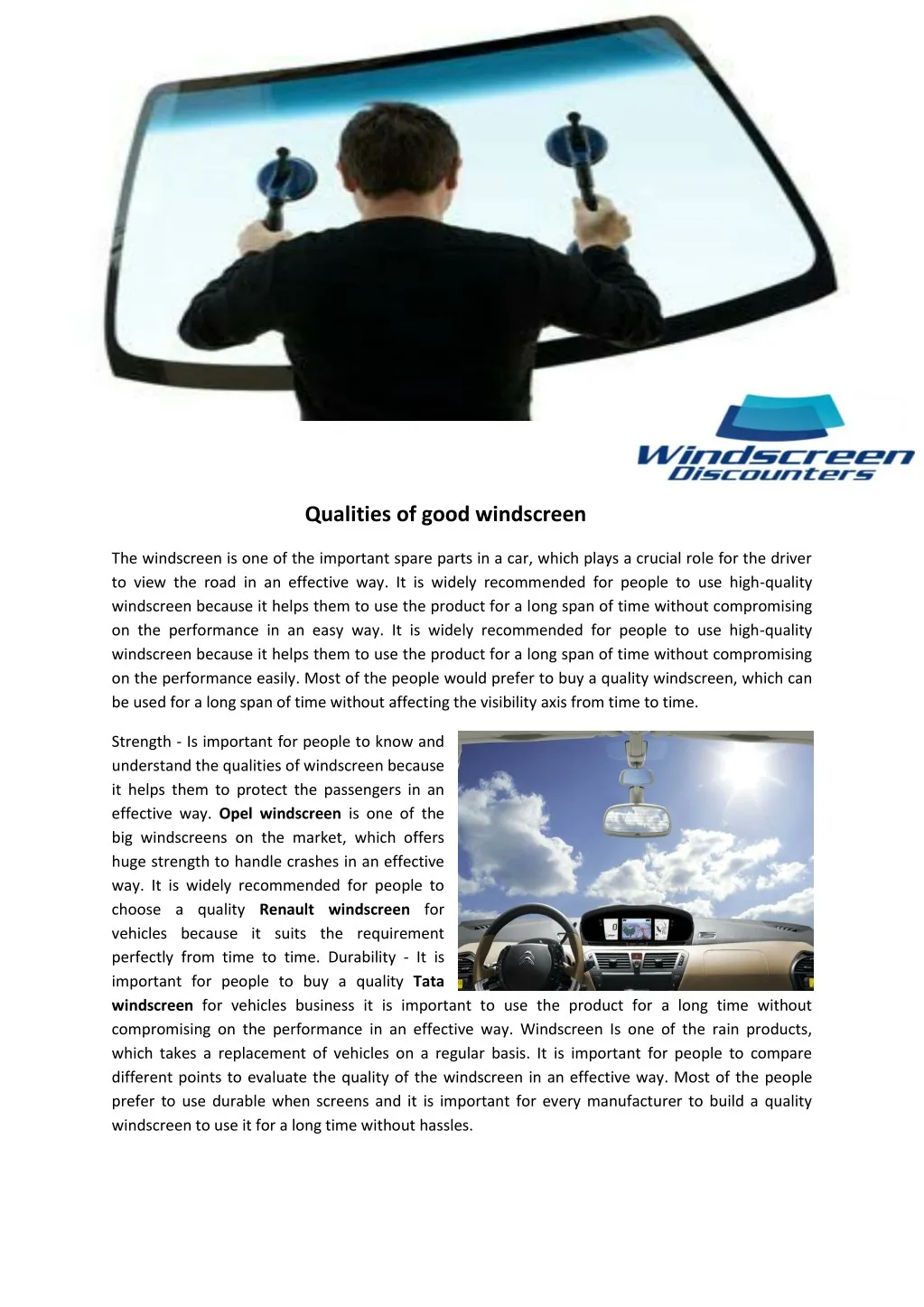 qualities of good windscreen