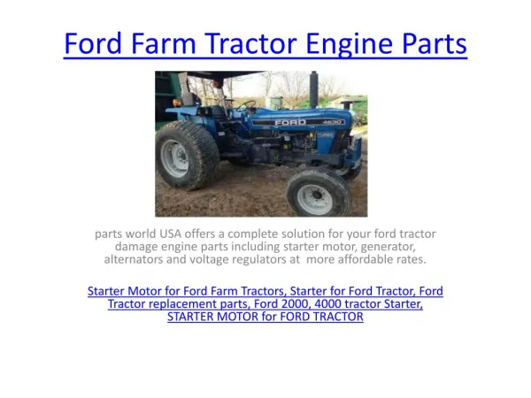 Ford Farm Tractor Engine Parts