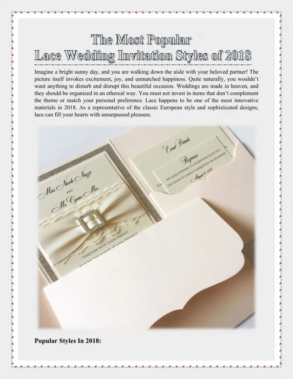 The Most Popular Lace Wedding Invitation Styles of 2018