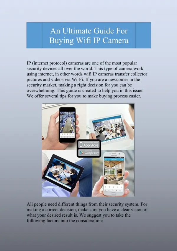 An Ultimate Guide For Buying Wifi IP Camera