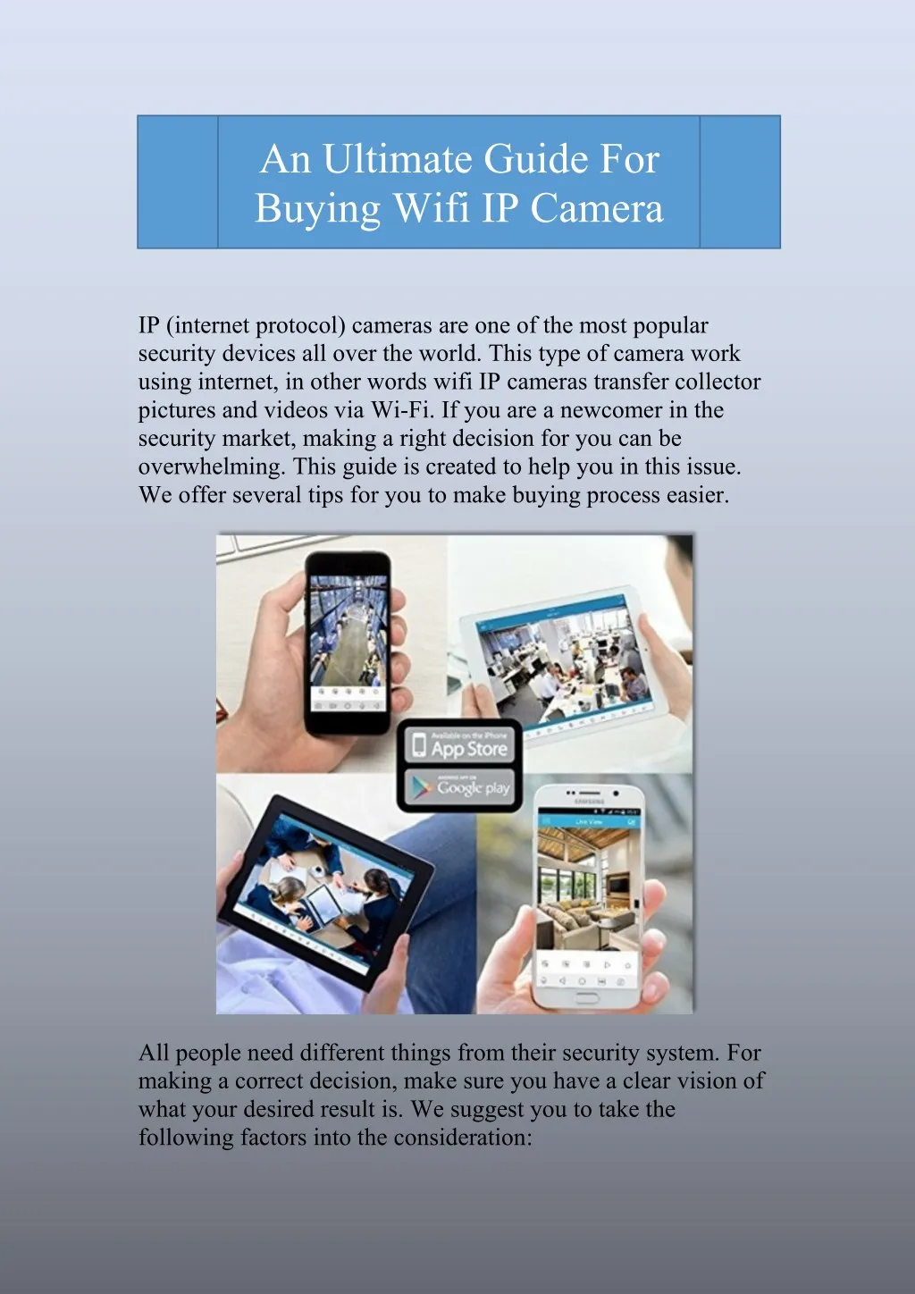 an ultimate guide for buying wifi ip camera
