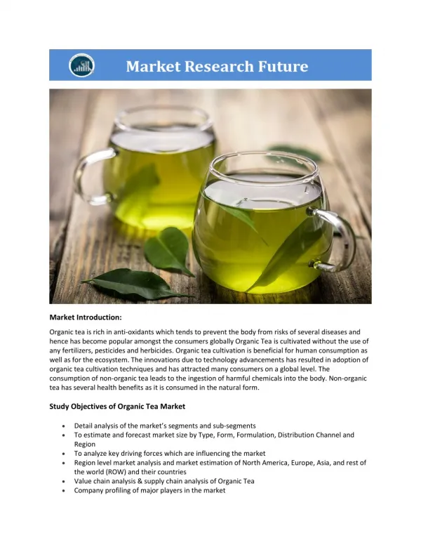 Organic tea market report pdf format