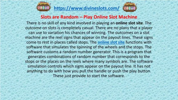 Slots are Random – Play Online Slot Machine