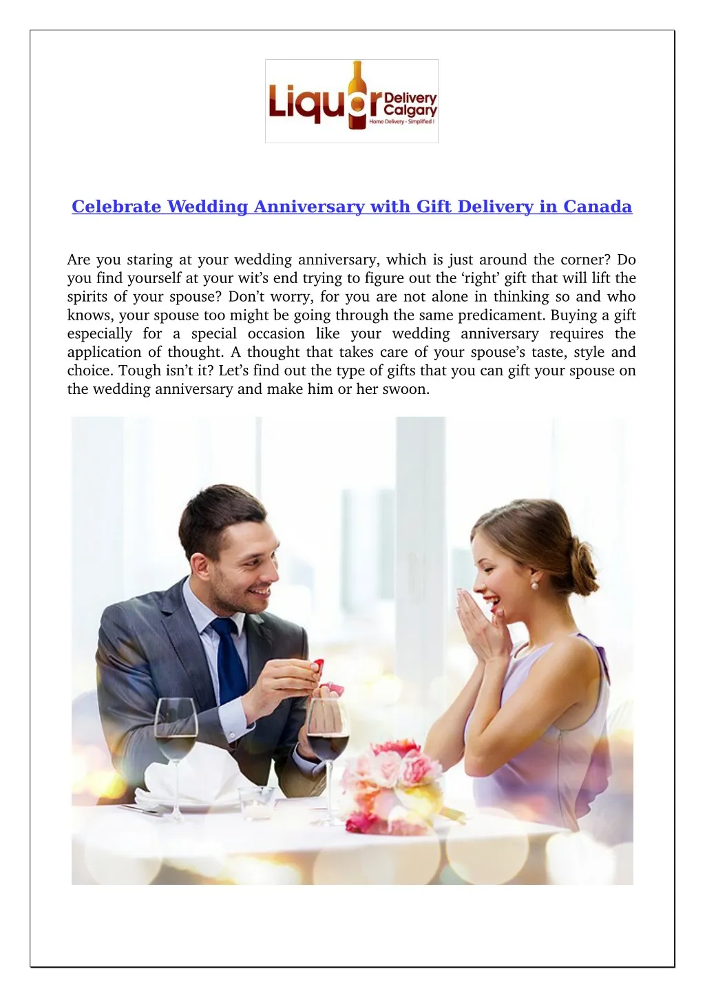 celebrate wedding anniversary with gift delivery