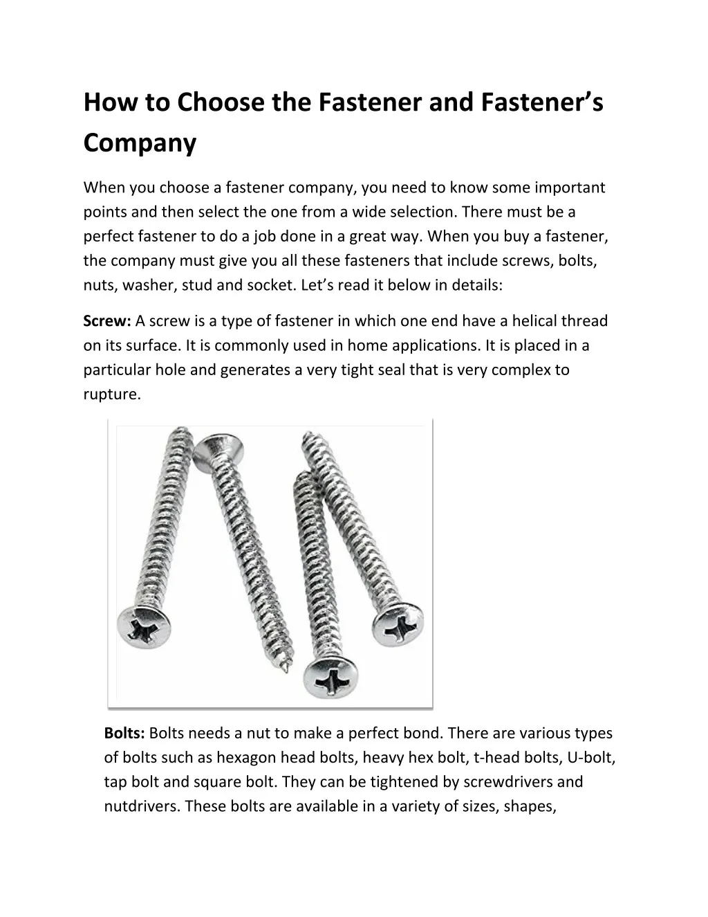 how to choose the fastener and fastener s company
