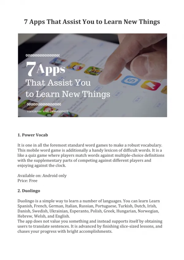 7 Apps That Assist You to Learn New Things