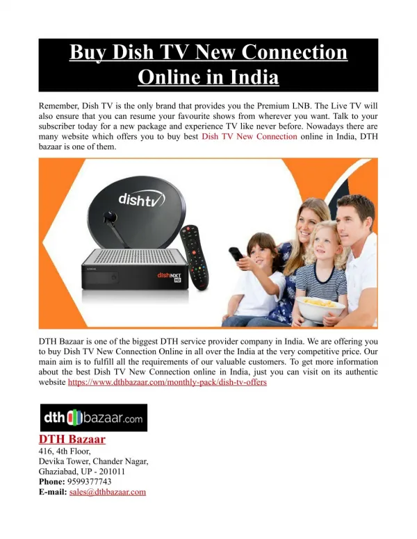 Buy Dish TV New Connection Online in India