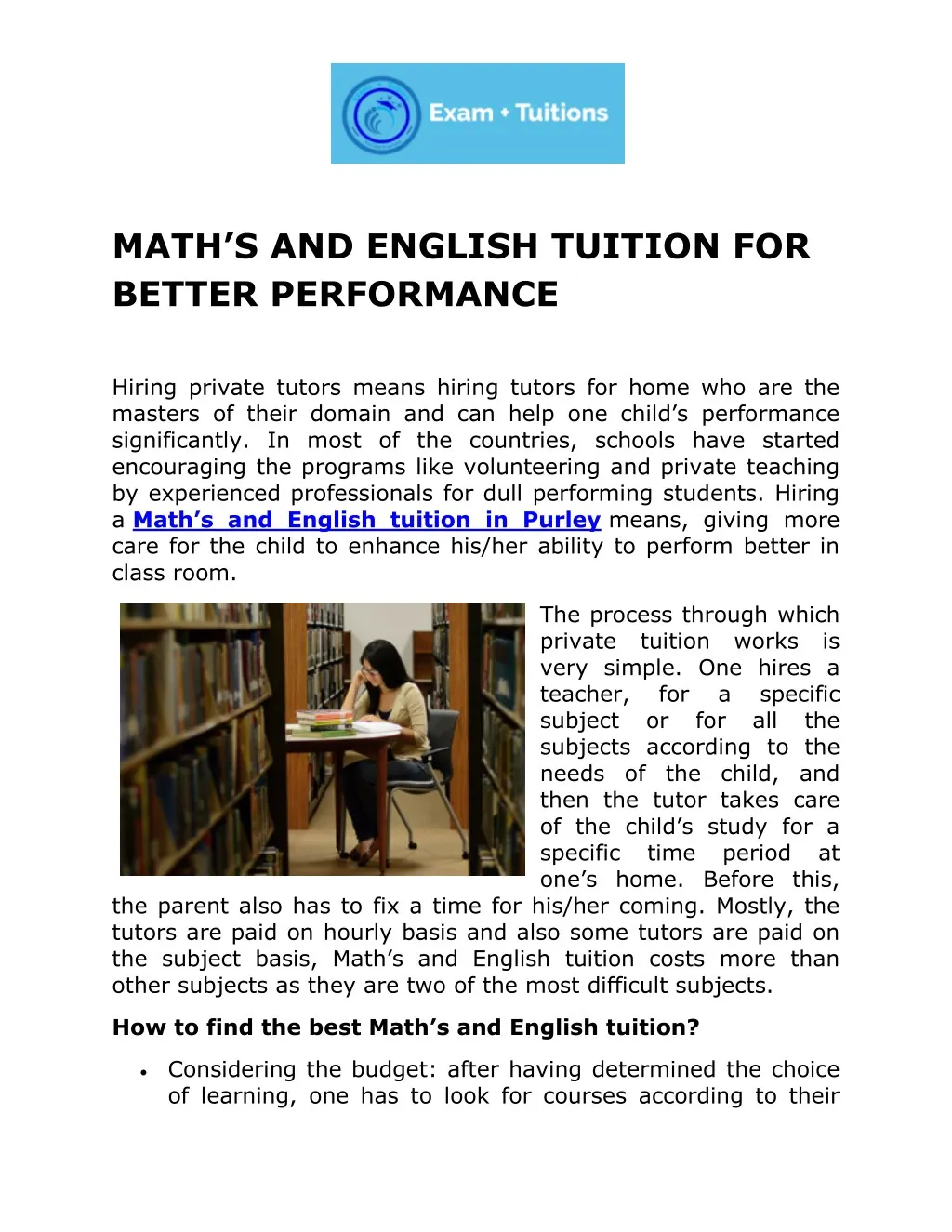 math s and english tuition for better performance