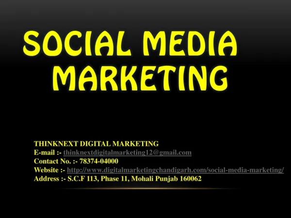 Social Media Marketing Training Institute Chandigarh