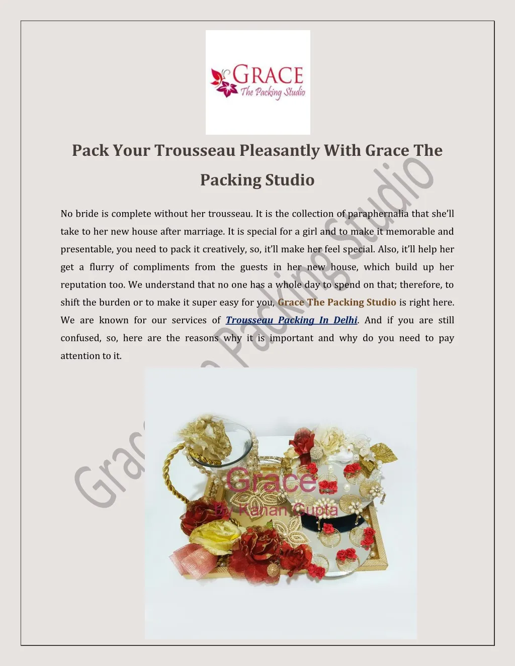 pack your trousseau pleasantly with grace the