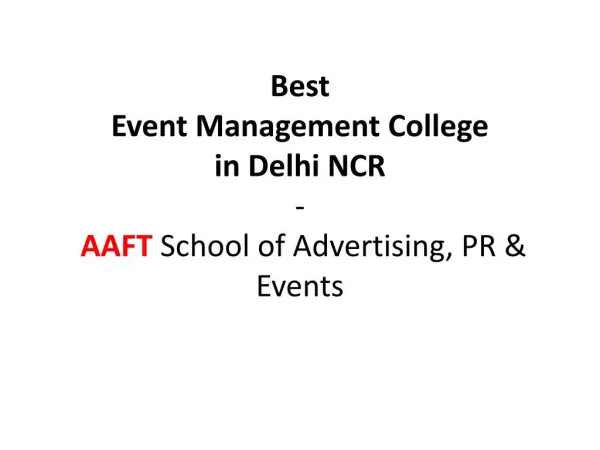 Event Management College in Delhi