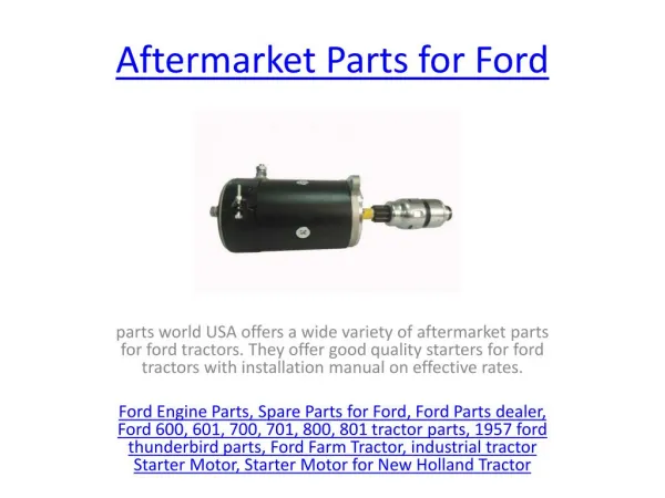 Starter Motor for Ford Industrial Engine