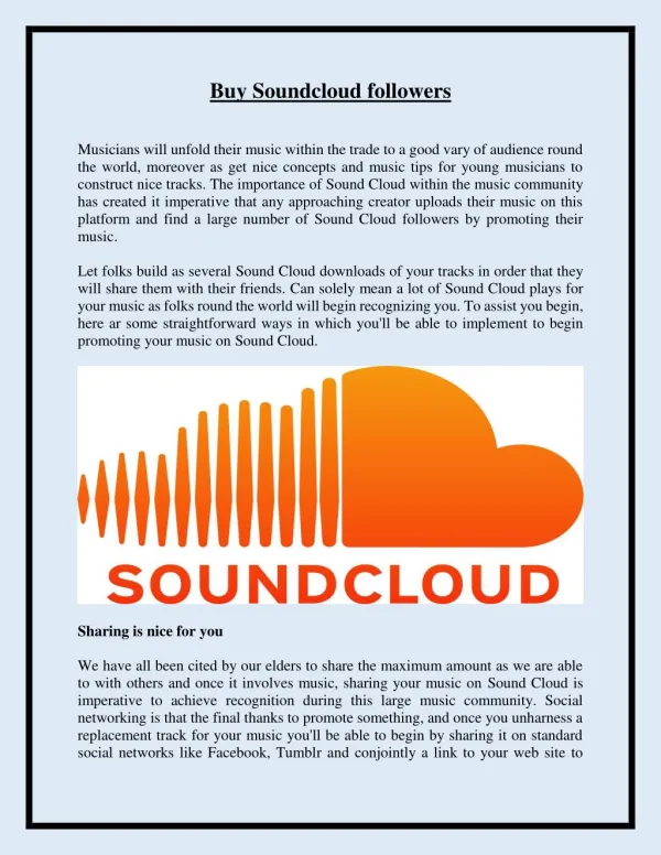 Buy soundcloud followers