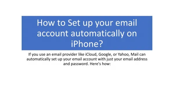 How to Set up your email account automatically on iPhone