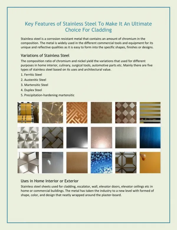 Key Features of Stainless Steel To Make It An Ultimate Choice For Cladding