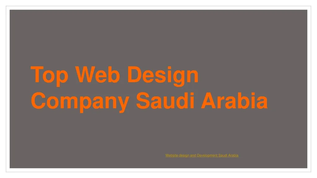 top web design company saudi arabia