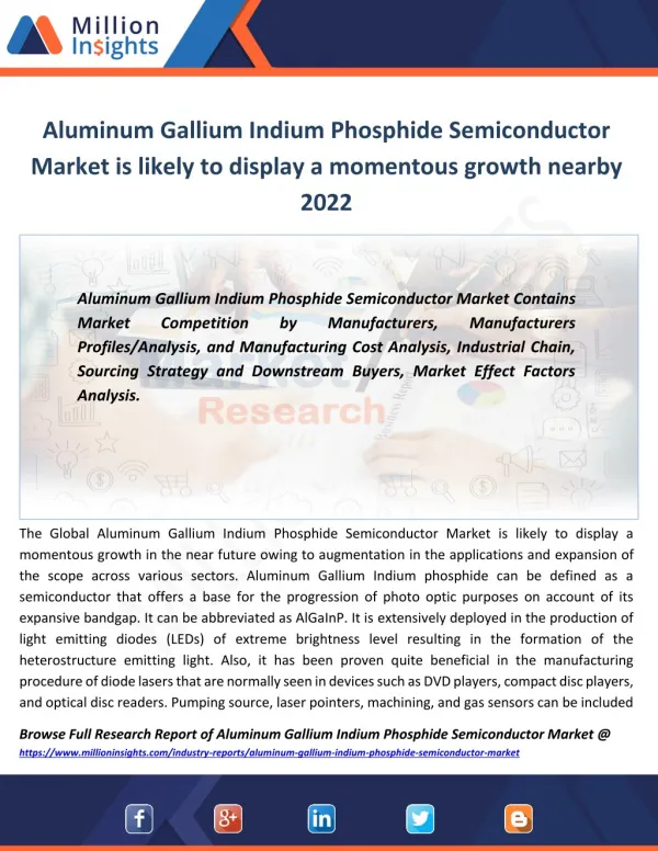 Aluminum Gallium Indium Phosphide Semiconductor Industry Capacity, Production, Specification From 2017-2022