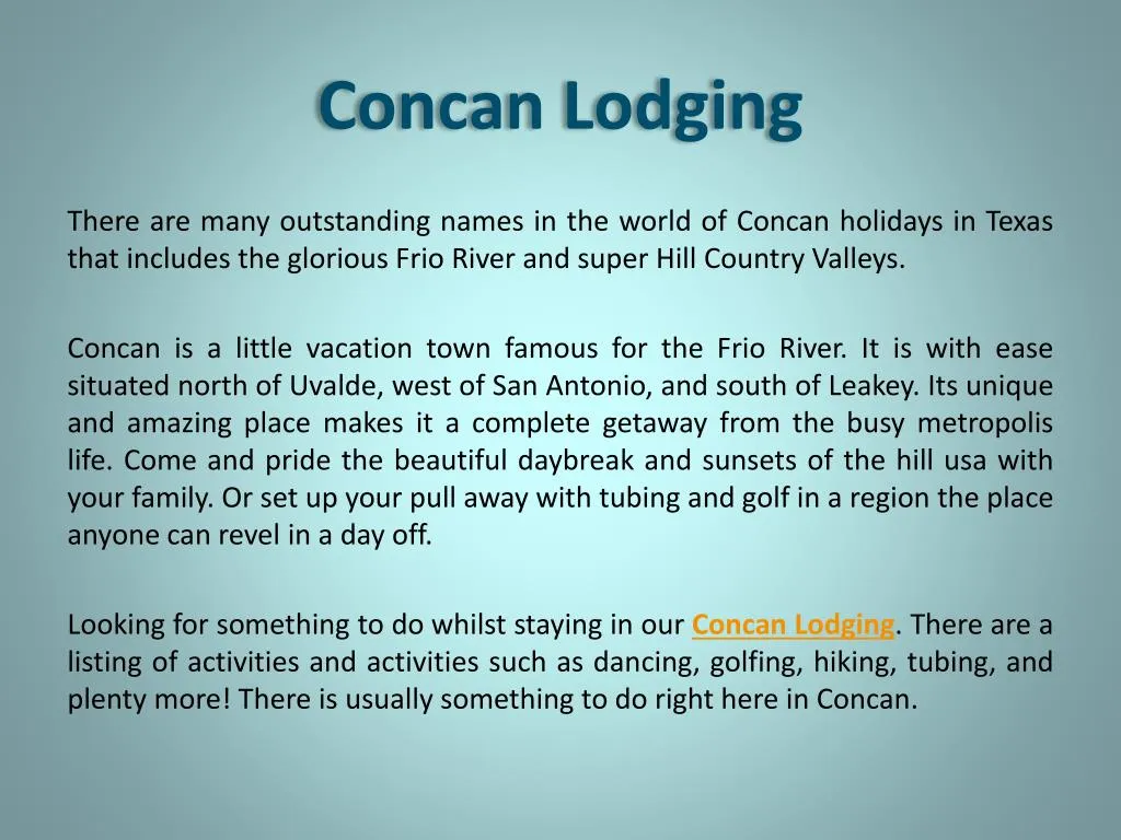 concan lodging