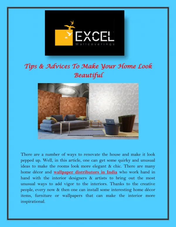 Tips & Advices To Make Your Home Look Beautiful