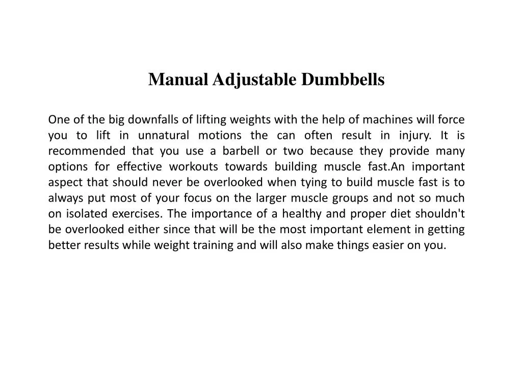manual adjustable dumbbells
