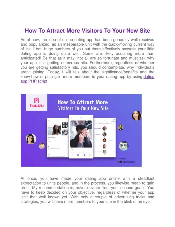 Attract More Visitors To Your New Dating Site