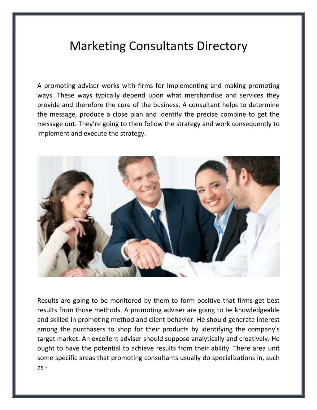 marketing consultants directory