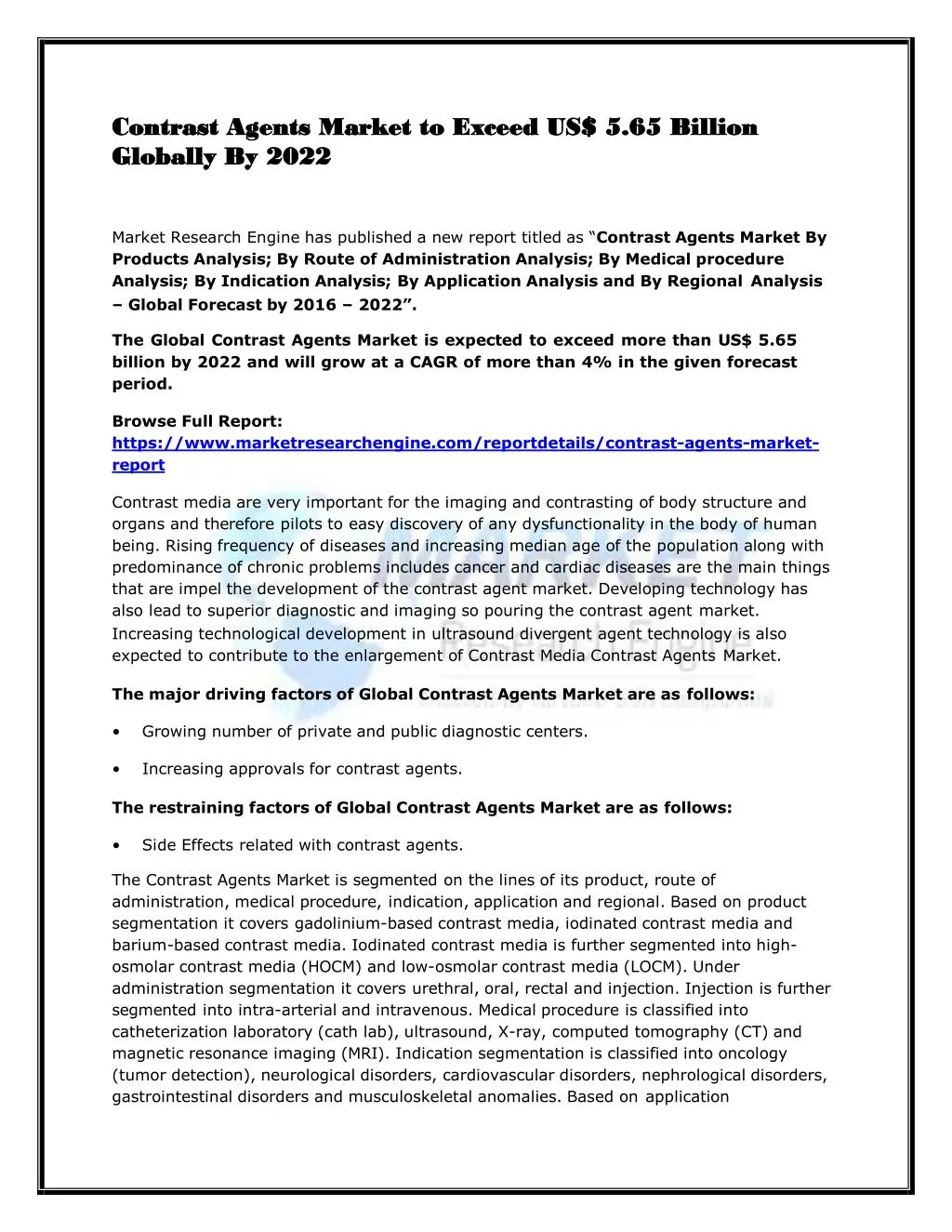 contrast agents market to exceed us 5 65 billion