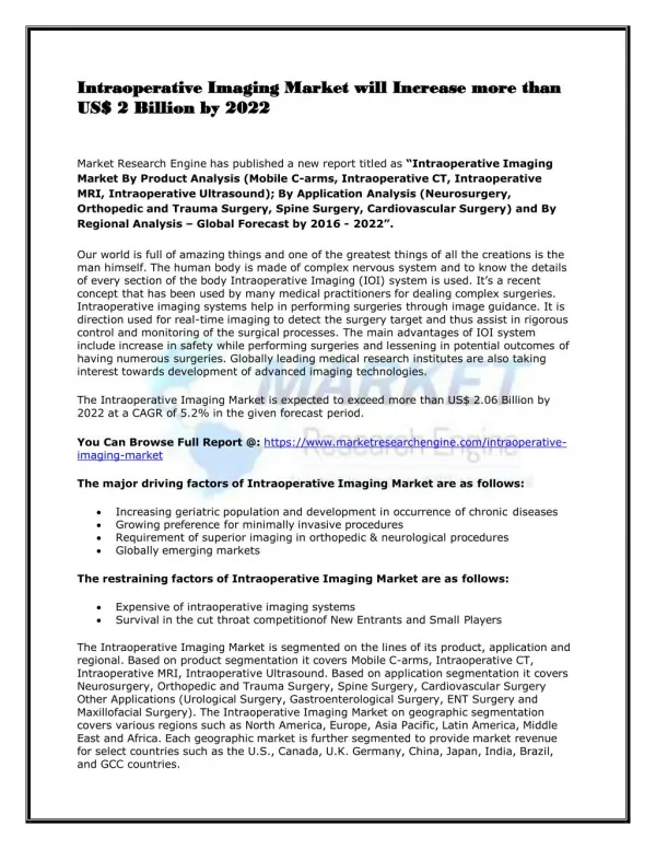intraoperative imaging market will increase more