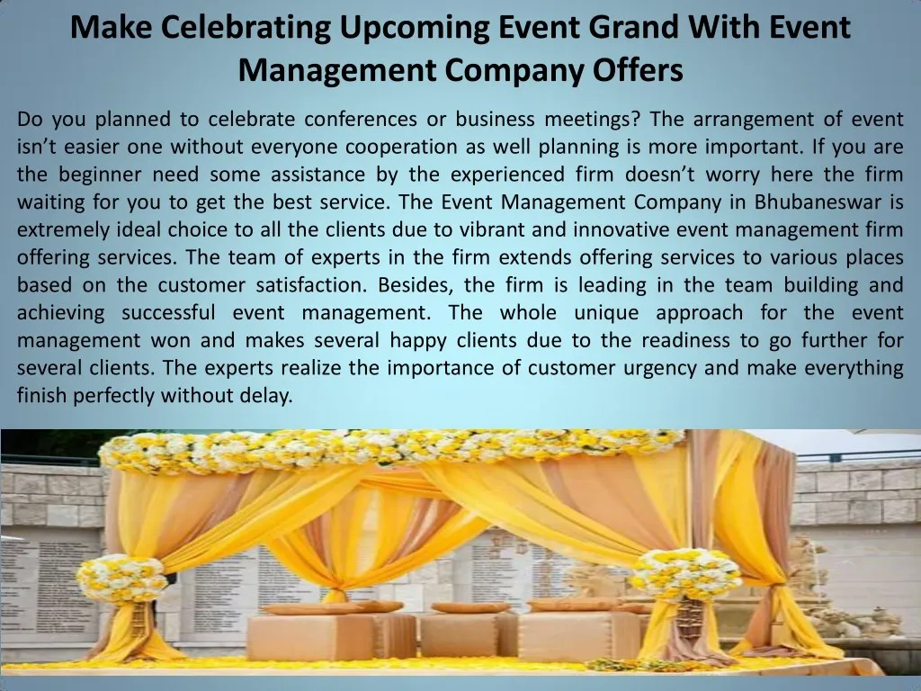 make celebrating upcoming event grand with event
