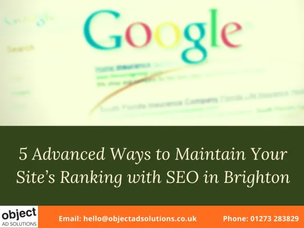 5 Advanced Ways To Maintain Your Siteâ€™s Ranking With SEO In Brighton