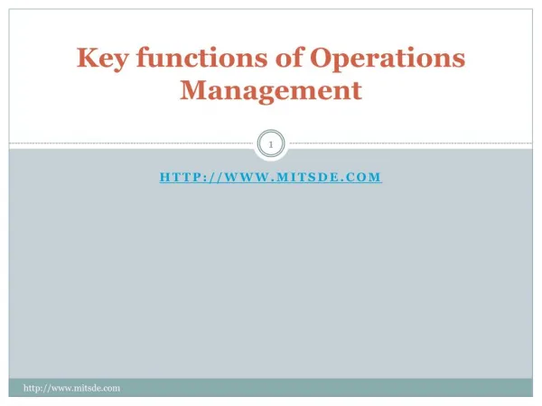 Key functions of Operations Management - Correspondence MBA - Distance Management courses | MIT School of Distance Educa