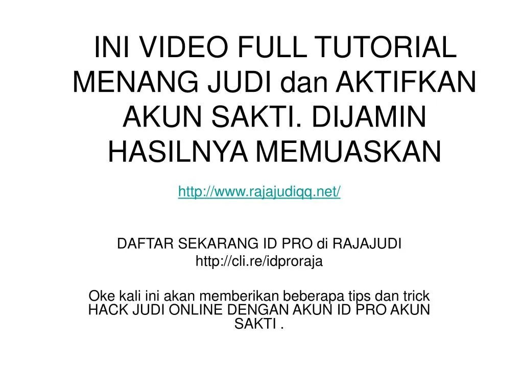 ini video full tutorial menang judi dan aktifkan akun sakti dijamin hasilnya memuaskan