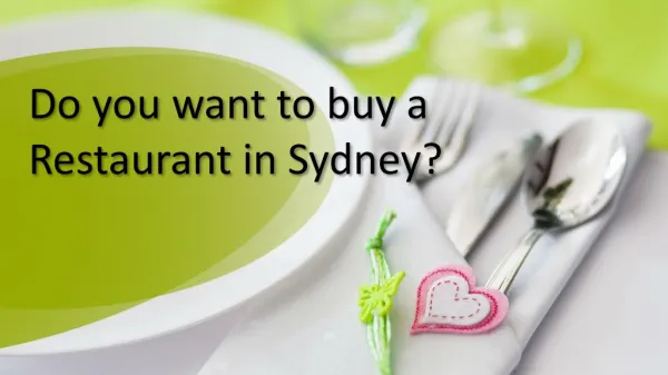 Do you want to buy a Restaurant in Sydney?