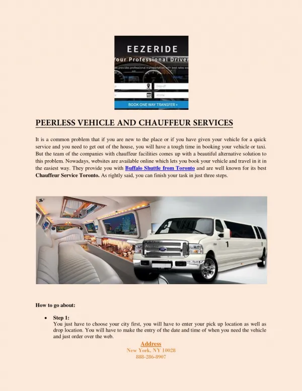 PEERLESS VEHICLE AND CHAUFFEUR SERVICES