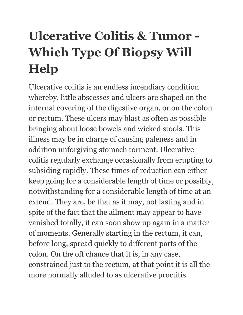 ulcerative colitis tumor which type of biopsy