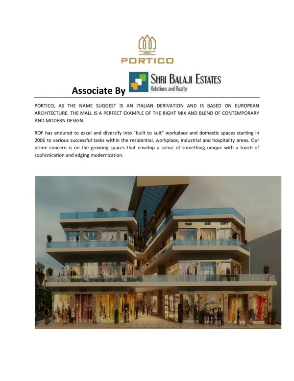 Rof Portico - Commercial Shopping Complex in gurgaon