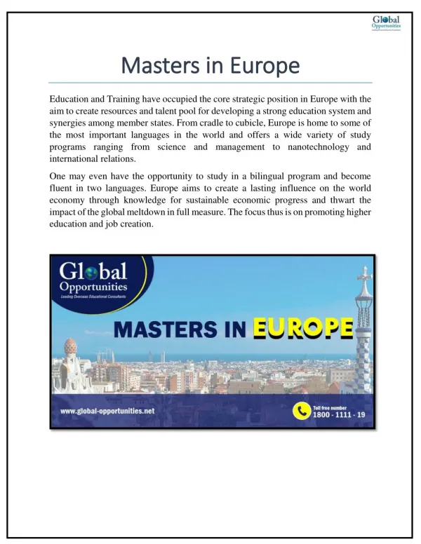 Masters in Europe
