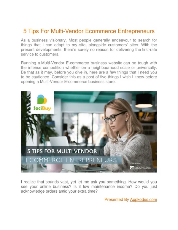 Tips For Multi-Vendor Ecommerce Entrepreneurs