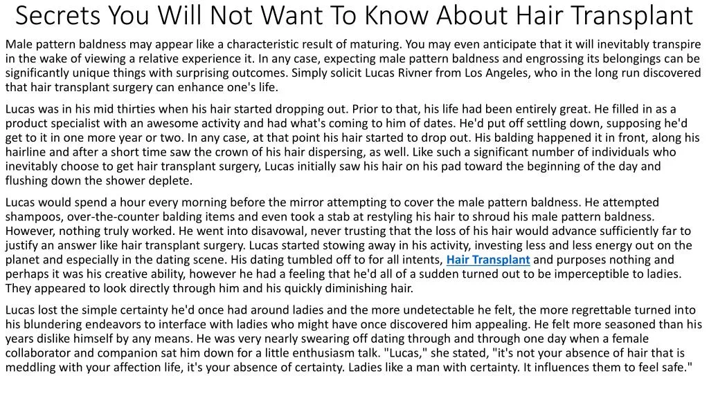 secrets you will not want to know about hair transplant
