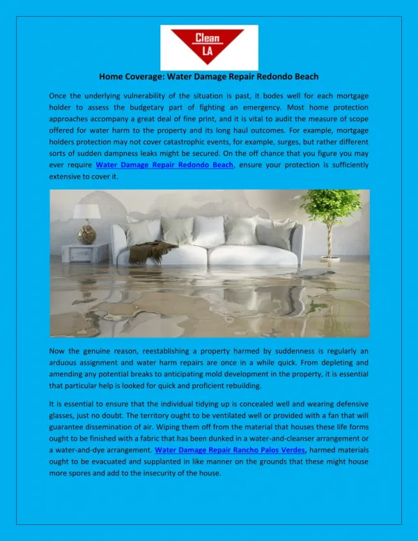 Home Coverage: Water Damage Repair Redondo Beach