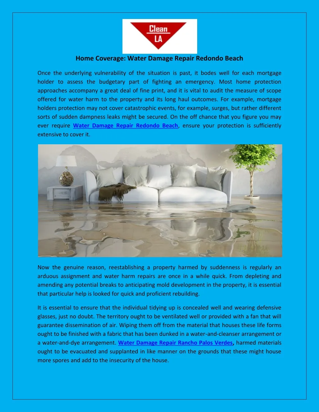 home coverage water damage repair redondo beach