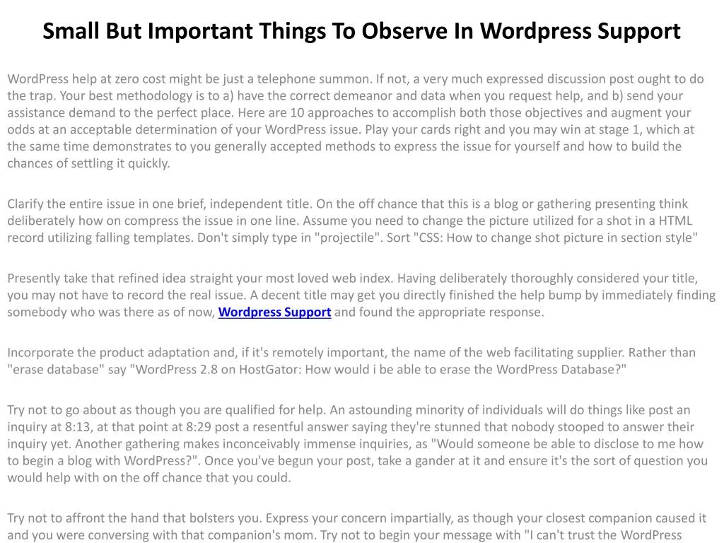 small but important things to observe in wordpress support