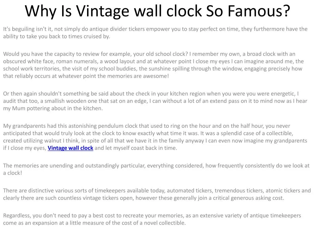 why is vintage wall clock so famous