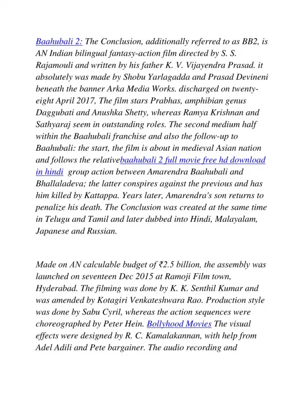 Bahubali 2 Full Movie HD Watch Online & Download
