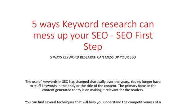 5 ways Keyword research can mess up your SEO - SEO First Step