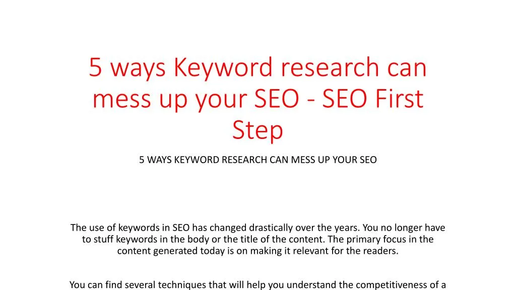 5 ways keyword research can mess up your seo seo first step