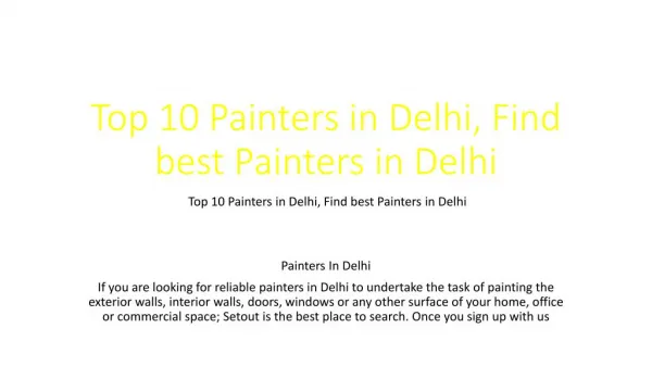 Top 10 Painters in Delhi, Find best Painters in Delhi