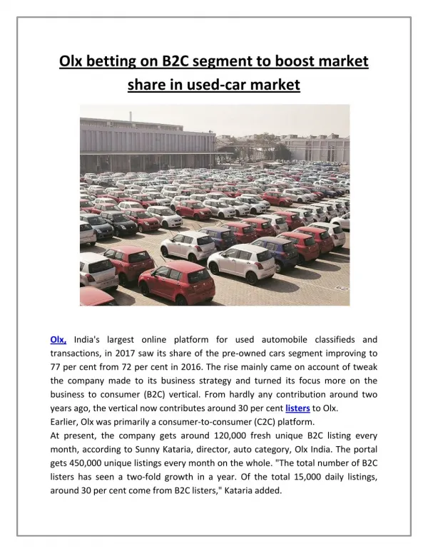 Olx betting on B2C segment to boost market share in used-car market