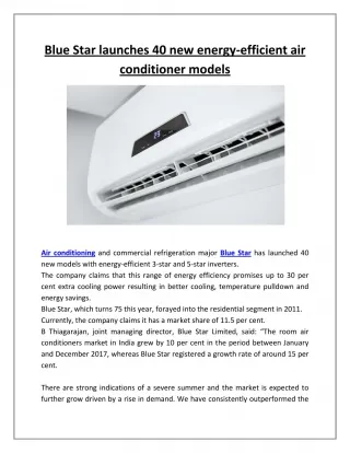 Blue star launches 40 new energy efficient air conditioner models - slide 1