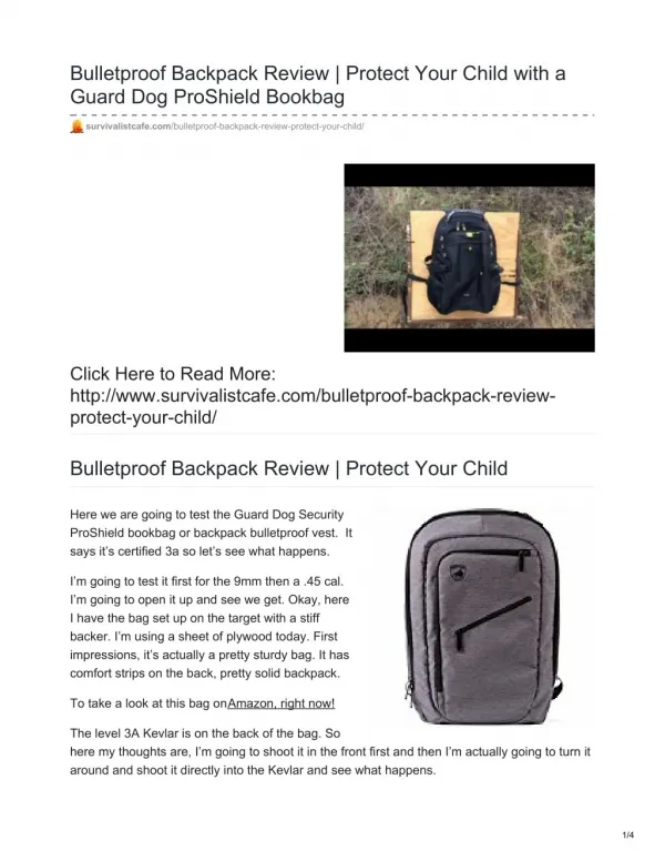 Bulletproof Backpack Review - Protect Your Child with a Guard Dog ProShield Bookbag